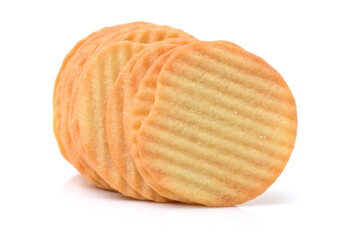Potato Chips pyramid isolated on white background
