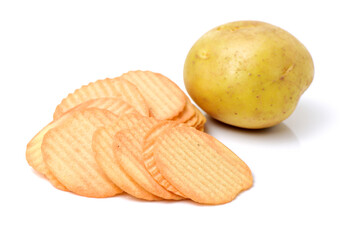 Potato Chips pyramid isolated on white background