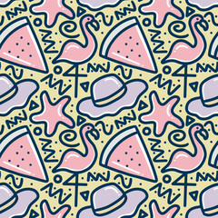 doodle set of summer holiday hand drawing