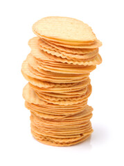 Potato Chips pyramid isolated on white background