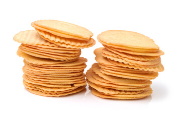 Potato Chips pyramid isolated on white background