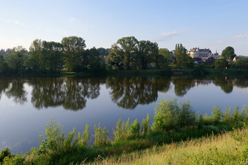 Fototapeta na wymiar Loire river bank in Amboise city