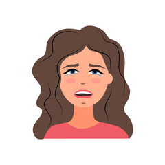 The girl is upset and crying. Emotion. Vector illustration in a flat style