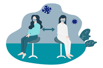 illustration covid 19 healthy social distancing