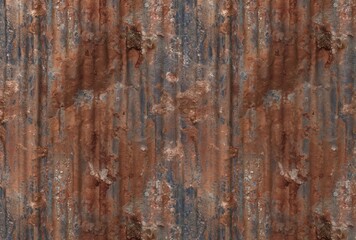 Fototapeta premium Damaged Metal Sheet background, close-up facade