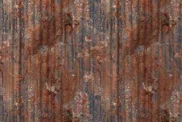 Damaged Metal Sheet background, close-up facade