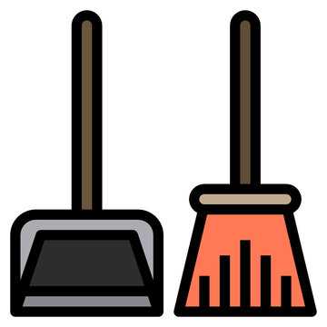 dustpan and broom cleaning tools clip art preview