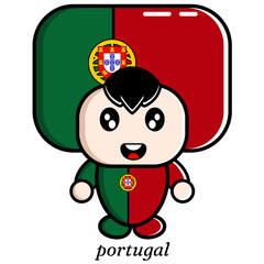 boy vector cartoon character wearing country flag