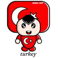 boy vector cartoon character wearing country flag