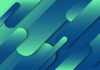 Abstract blue and green gradient diagonal rounded lines shape overlapping background and texture