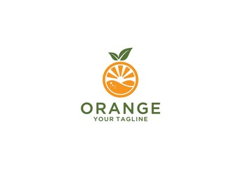 citrus fruit logo with orange juice inside the orange fruit