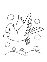 Mignon Printemps Oiseau Coloriage Livre Page Illustration Vectorielle Art