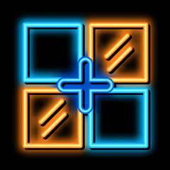 laying tiles of different colors neon light sign vector. Glowing bright icon laying tiles of different colors sign. transparent symbol illustration