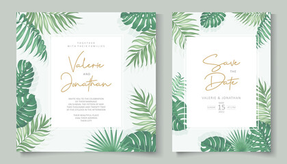 Tropical themed wedding invitation template design