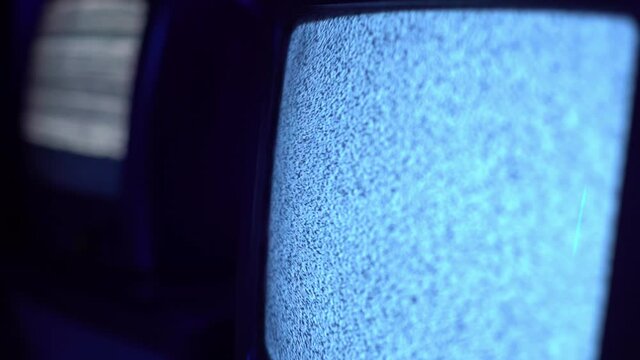 Tv screen with noise glitcher effect. No TV signal or bad TV signal.