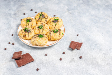 Homemade tasty chocolate chip cookies.