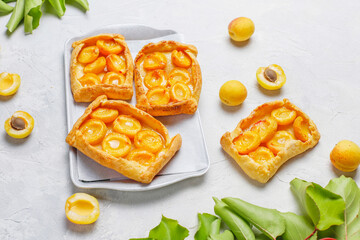 Delicious homemade galette with ripe apricots.