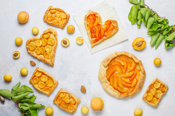 Delicious homemade galette with ripe apricots.