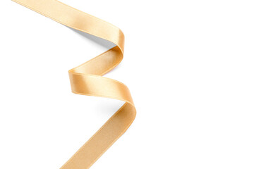 Beautiful golden ribbon on white background