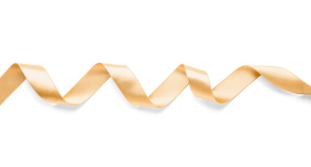 Beautiful golden ribbon on white background