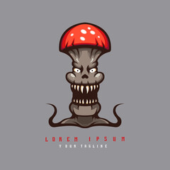 Mushroom mascot logo design vector with modern illustration concept style for badge, emblem and t-shirt printing