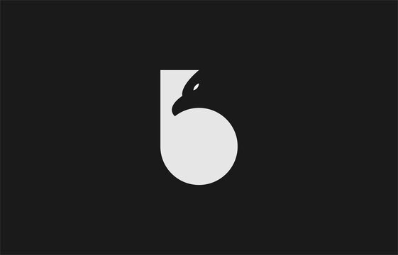 small letter b logo design with bird icon connected