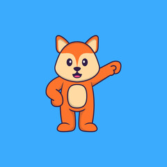 Cute fox hero. Animal cartoon concept isolated. Can used for t-shirt, greeting card, invitation card or mascot. Flat Cartoon Style