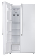 Refrigerator Isolated on White Background. Modern Kitchen and Domestic Major Appliances