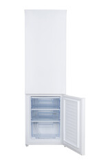 Refrigerator Isolated on White Background. Modern Kitchen and Domestic Major Appliances