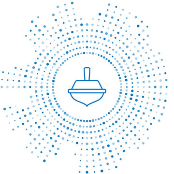 recommend clip art: Blue line Hanukkah dreidel icon isolated on white background. Abstract circle random dots. Vector