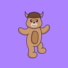 Cute sheep is dancing. Animal cartoon concept isolated. Can used for t-shirt, greeting card, invitation card or mascot. Flat Cartoon Style