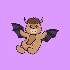 Cute sheep is flying with wings. Animal cartoon concept isolated. Can used for t-shirt, greeting card, invitation card or mascot. Flat Cartoon Style