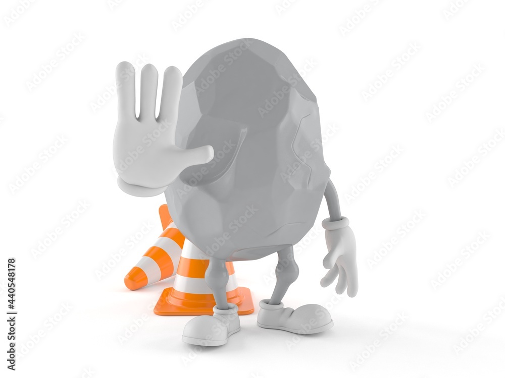 Wall mural rock character with stop gesture