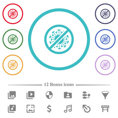 No covid flat color icons in circle shape outlines