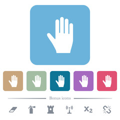 Right hand flat icons on color rounded square backgrounds