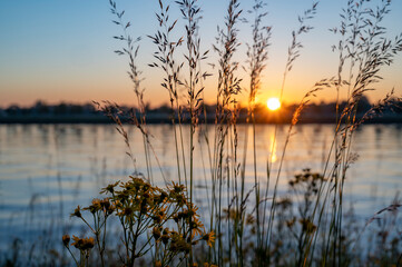 Sunrise, watching sunshine on the river