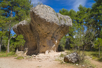 Mushroom-shaped Rock Formation in the Ciudad Encantada, Cuenca, Spain