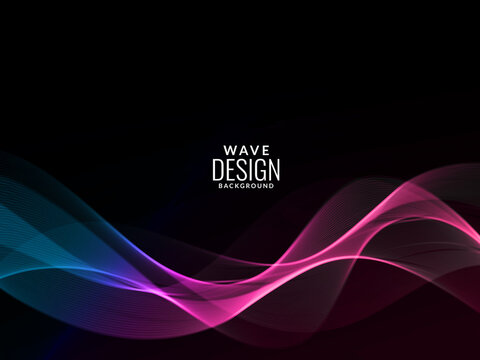 Dark abstract background with flowing colorful wave background pattern
