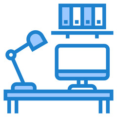Office desk blue style icon