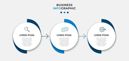 Vector Infographic design business template with icons and 3 options or steps. Can be used for process diagram, presentations, workflow layout, banner, flow chart, info graph