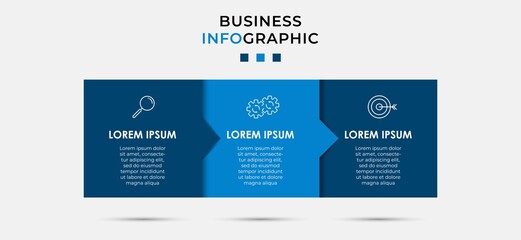 Vector Infographic design business template with icons and 3 options or steps. Can be used for process diagram, presentations, workflow layout, banner, flow chart, info graph