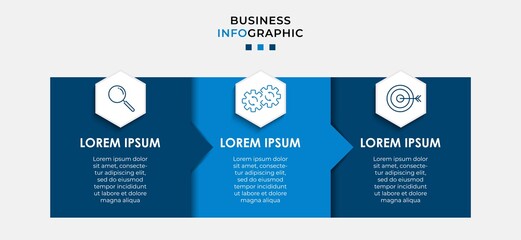 Vector Infographic design business template with icons and 3 options or steps. Can be used for process diagram, presentations, workflow layout, banner, flow chart, info graph