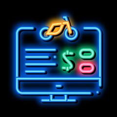 bike sharing services computer option neon light sign vector. Glowing bright icon bike sharing services computer option sign. transparent symbol illustration