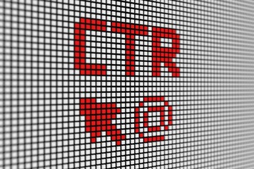 CTR text scoreboard blurred background 3d illustration