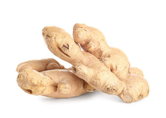 Fresh ginger on white background