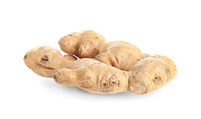 Fresh ginger on white background