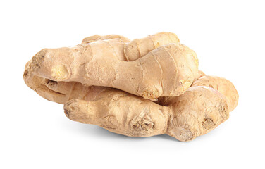 Fresh ginger on white background
