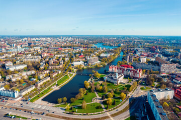 Aerial view city Kaliningrad Russia summer sunny day