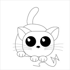 kitten drawn in vector plays with bow