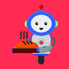 robot delivering food icon illustration vector graphic